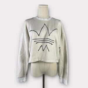 Adidas R.Y.V. Trefoil Embroidered Cropped Sweatshirt Size Medium